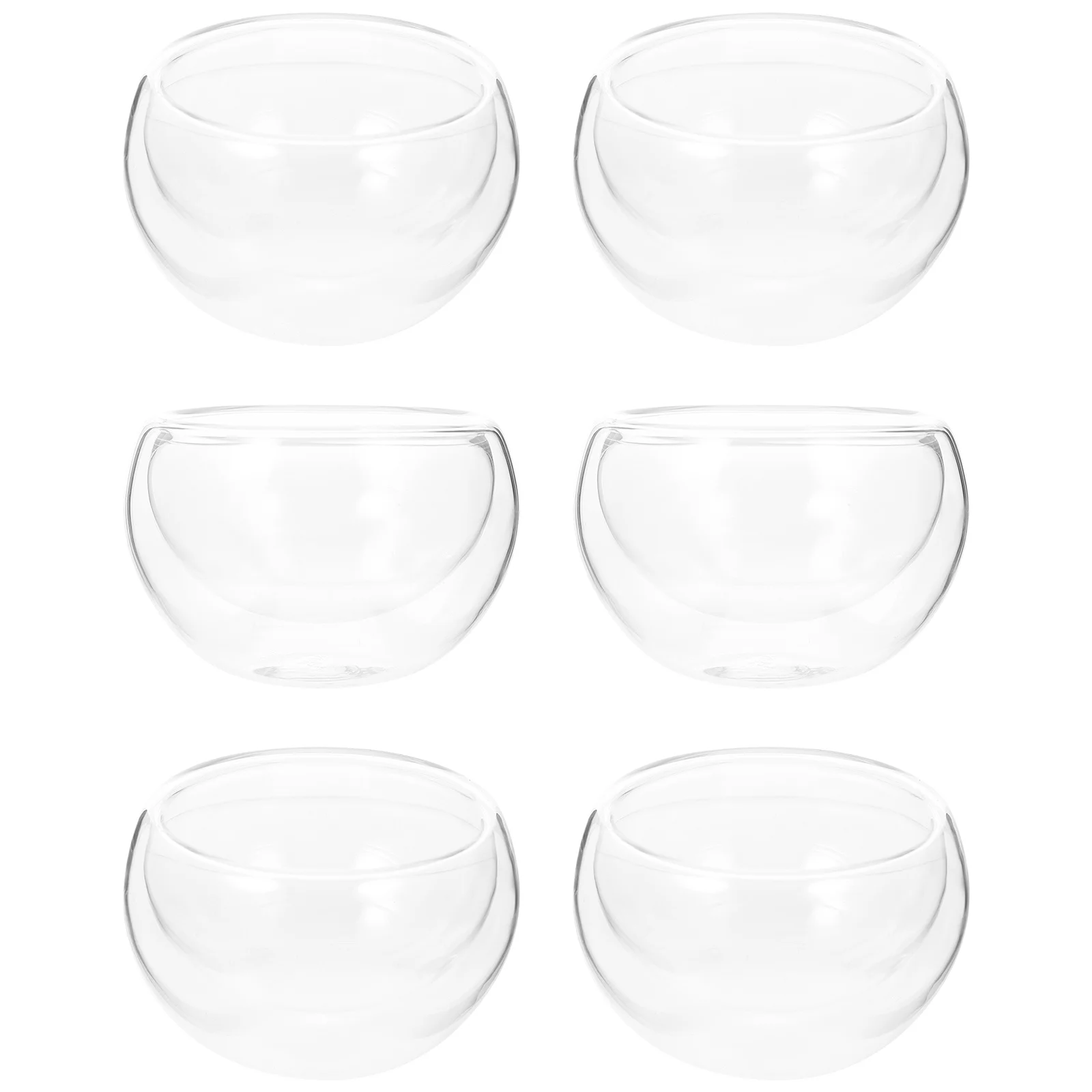 

6Pcs Double-Layer Glass Tea Cups Smooth Surface Non-Breakable Tea Drinking Cups for Office Home Travel Party Transparent Glass