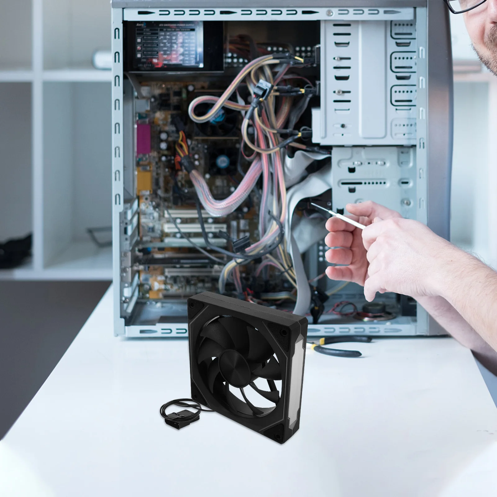 

Silent Cooling Fan Case Fans Computer Components Ultra Thin Cooler Abs for Desktop Slim PC RGB Fans LED Lighting System Powerful