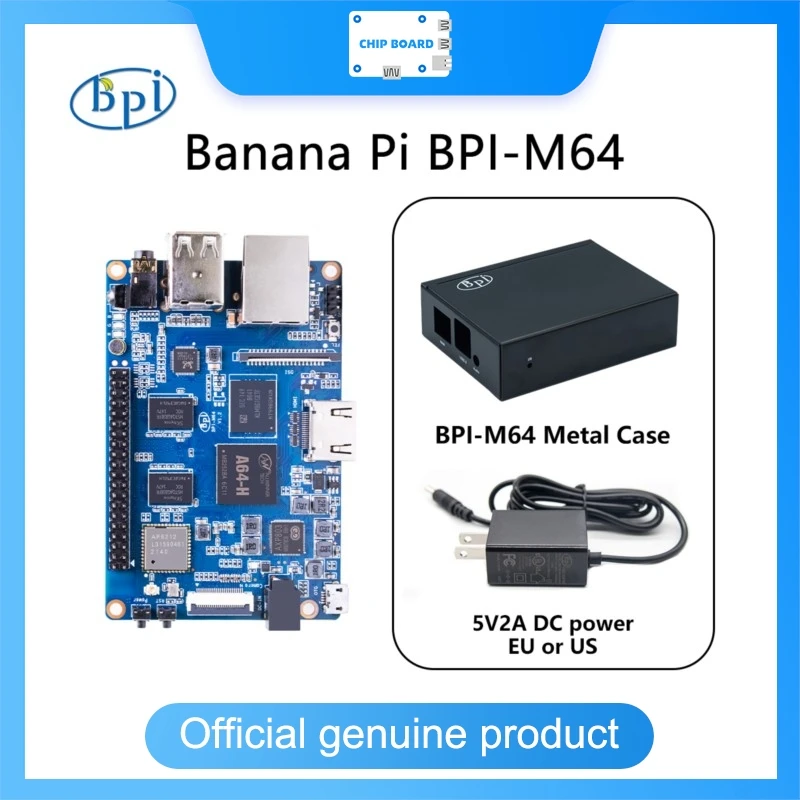 

Banana Pi BPI-M64 SBC с металлическим корпусом и адаптером питания, двухъядерный MediaTek MT7622, 1 ГБ DDR3, WiFi/BT, PoE, совместимый с Linux