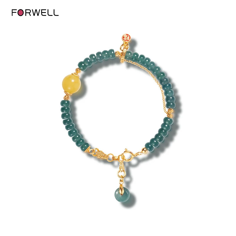 

FORWELL Natural Jadeite Green Peace Buckle Jade Bracelet Retro Exquisite Elegant Simple High-grade Fashion Fine Jewelry Holiday