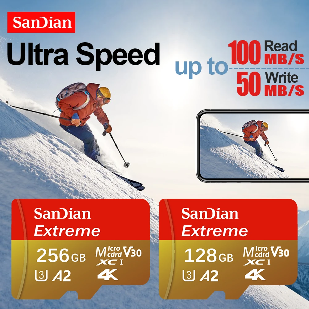 High-Speed SD Card 256GB 512GB Class 10 U3 V30 128GB 64GB 32GB Micro TF Memory Card for Camera 4K 80fps Fast Writing Video