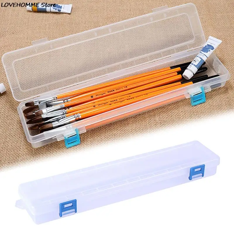 Brush Painting Pencils Storage Box Watercolor Pen Container Drawing Tools Bin Plastic Organizer Storage Case