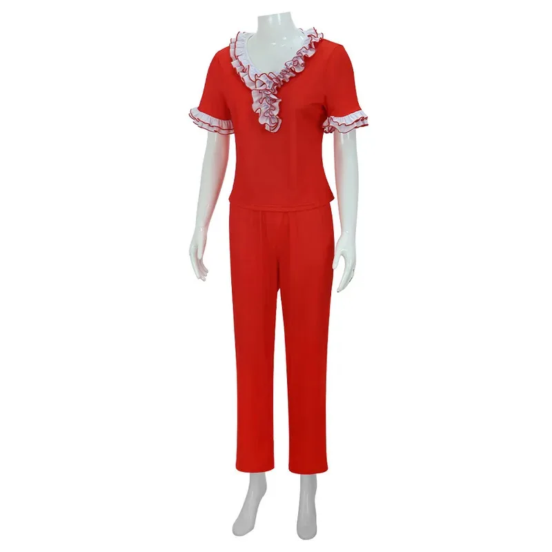 

Women Sally Cosplay Costume TV Nightmare Roleplay Fantasia Christmas Red T-shirt Pants Outfits Halloween Carnival Party Suit tt9