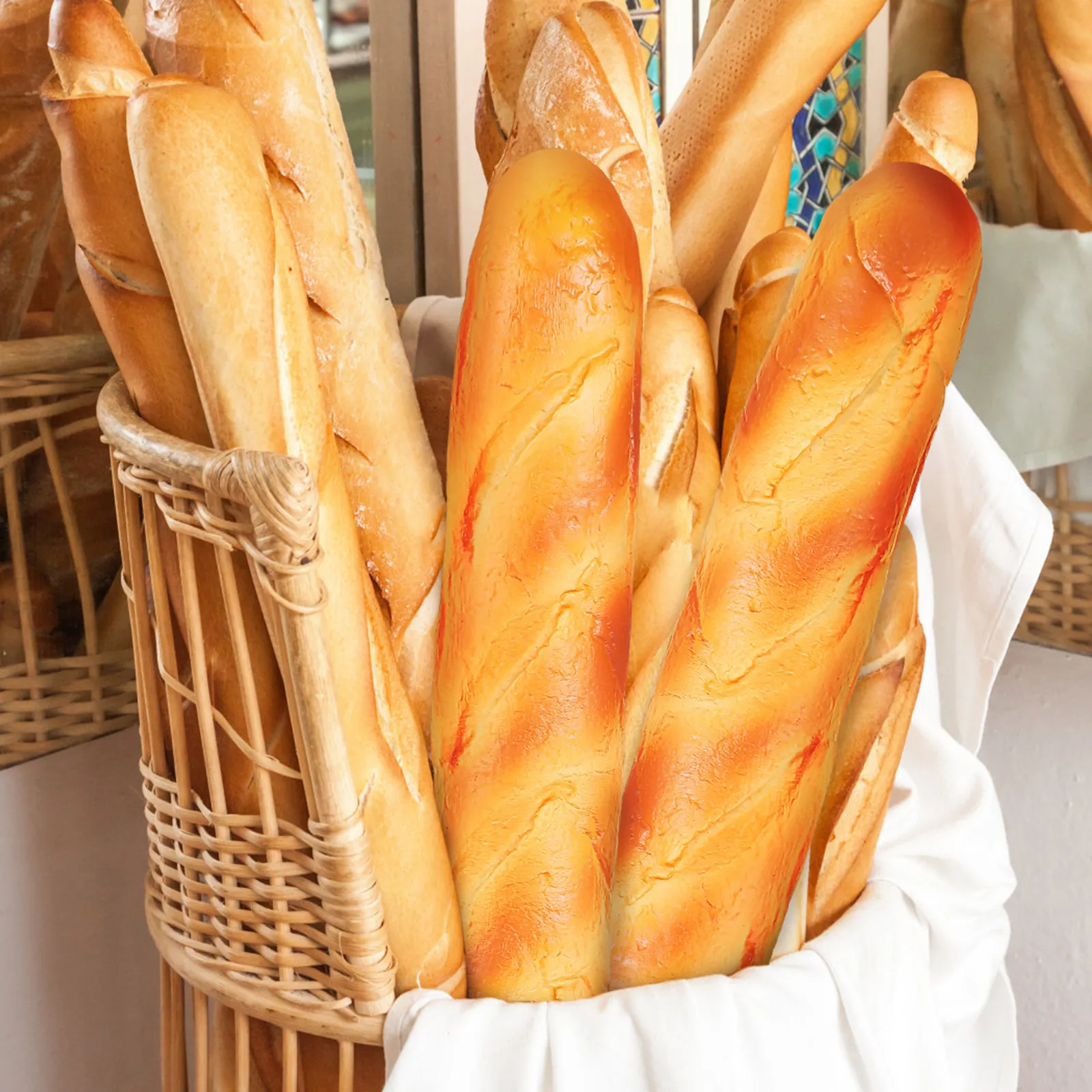 

3Pcs Realistic Artificial French Bread Set PU Decoration for Kitchen Bakery Display Photography Props Lifelike