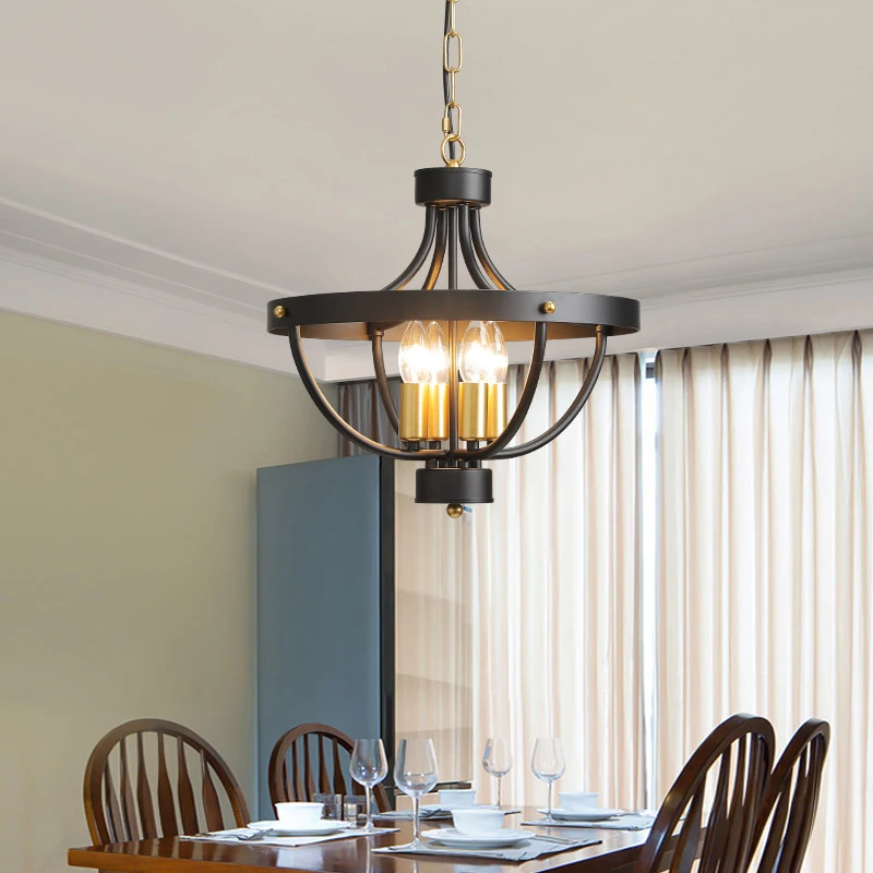 American Bar Metal Chandelier Retro Restaurant Ceiling Light Bedroom Dining Room Kitchen Corridor E14 pendent lamp