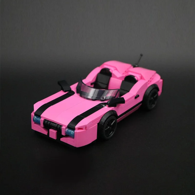 City Car Model MOC Building Bricks Dark Pink Compact Convertible Car Modular Technology Children Holiday Gifts Assemble Toy Suit