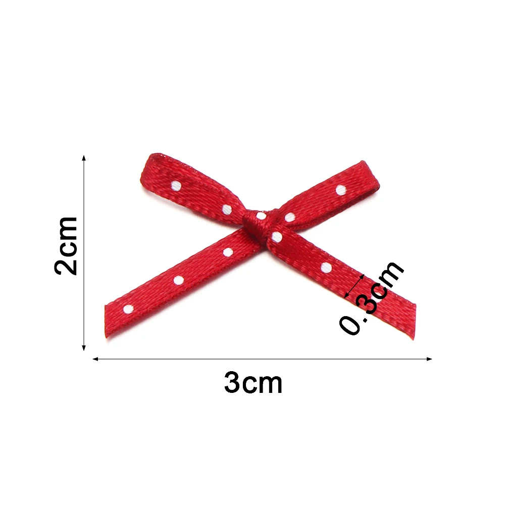 50Pcs/lot Colourful Dot Bow Ribbon Polyester Ribbon Bow Flower DIY Handwork Bowties for Craft Party Gift Clothes Decor Bowtie