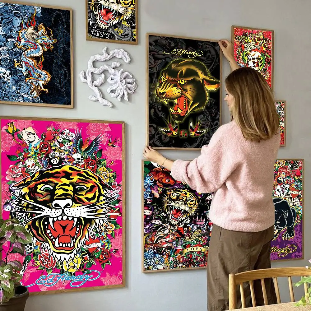 Póster adhesivo DIY de marca de moda E-Ed h-hardy, impresiones de papel blanco, carteles, obra de arte, pintura decorativa Vintage