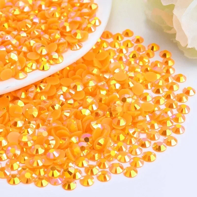 5000/10000PCS Orange AB Flatback Resin Jelly Rhinestones 2-6mm Drill Faux Gems Bead for Crafts DIY Nail Art Charms Supplies