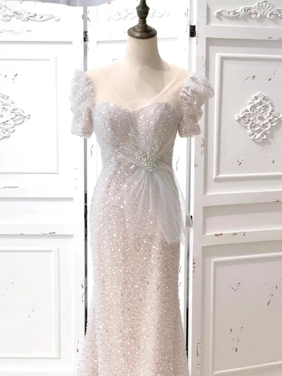 

Модное вечернее платье с пайетками и блестками для свадьбы, помолвки, выпускного вечера, выступлений, длинное вечернее платье