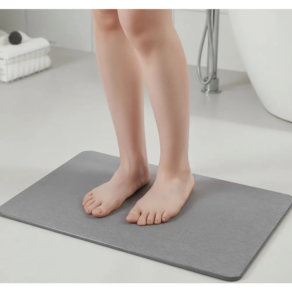 

Fast Drying Stone Bath Mat, Super Absorbent Anti-Slip Shower Mat for Bathroom Kitchen, Easy Clean Natural Diatomite