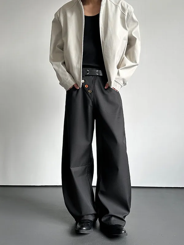 

Spring 2026 Men's Casual Pants Thiened Straight Leg Design Sense Oblique Bule Old Money Sle Loose Fit American Casual
