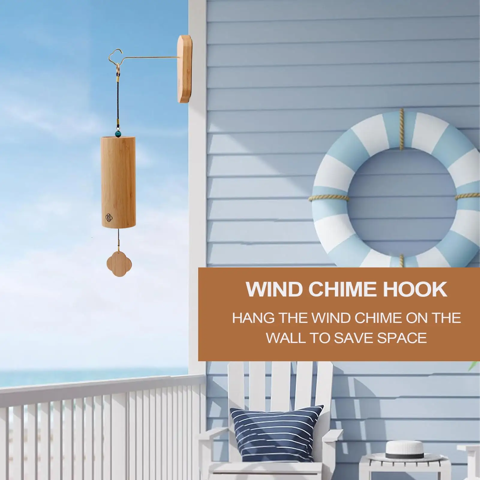 

Wind Chime Hanger Wood Wind Chime Stand Plant Holder Hanger No-Drill Decorative Stand for Garden Balcony Fence Yard Backyard
