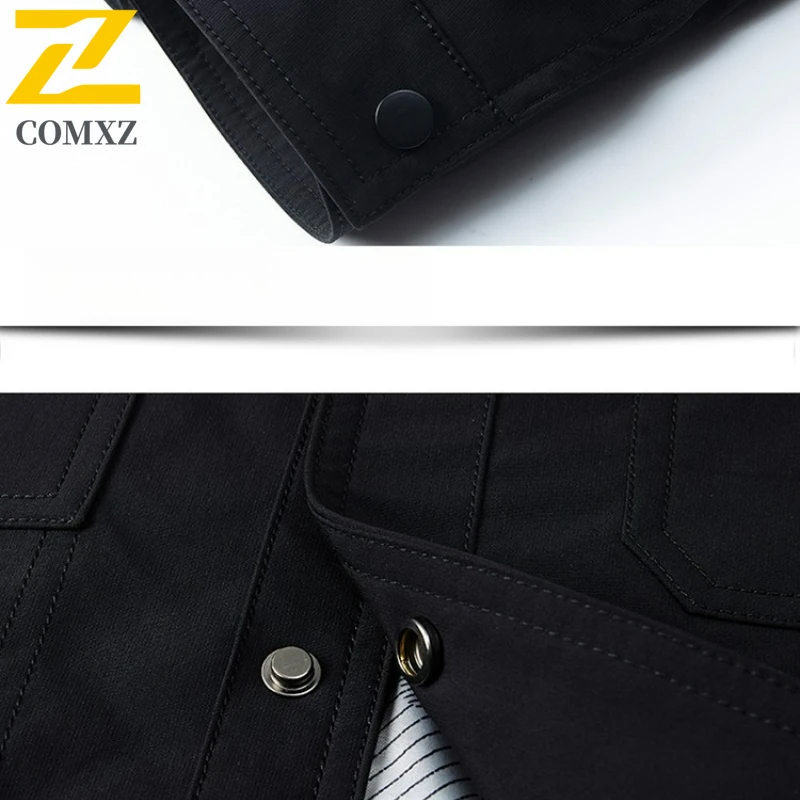 COMXZ Luxury Men Jacket Slim Notch Lapel Solid Color Business Casual Coat High End Travel Lightweight Fashion Autumn Outerwear