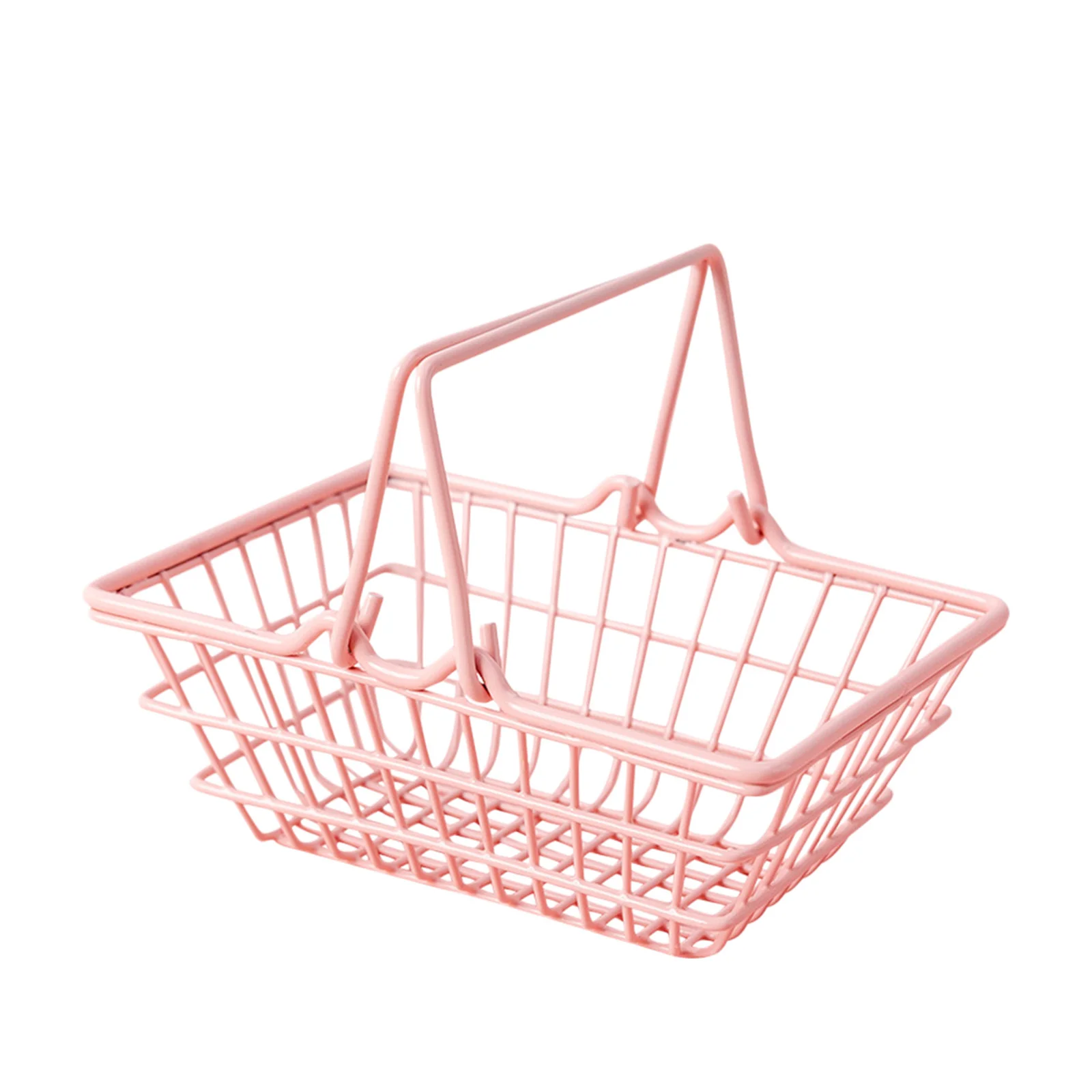 

1pc Pink Mini Shopping Basket Small Sundry Storage Holder Home Decor Photo Prop Lightweight Compact Basket For Kids Pretend