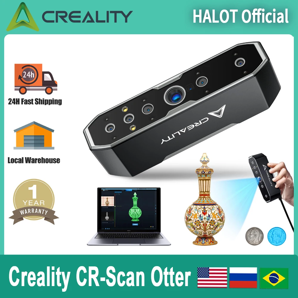 Creality 3D Scanner CR-Scan Otter 20fps Four-Lens Stereo Vision 10-2000mm Scanning Range Anti-Shake Tracking 0.02mm Accuracy