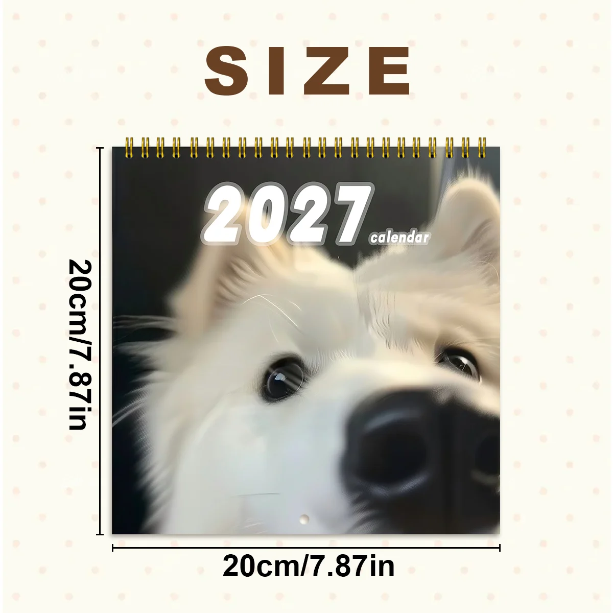 2027 Wall Calendar Cute Samoyed Dog Monthly Planner Spiral Bound Hanging Calendar For Home Office Decor Animal Lover Gift