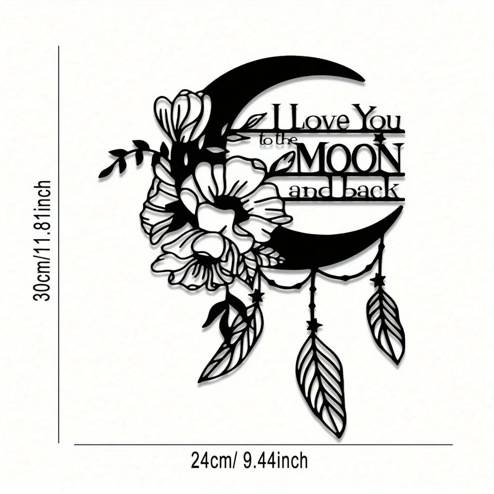 CIFBUY Moon Cascading Flower Leaf Metal Wall Sculpture Minimalist Waterproof Rustproof Modern Hanging Decor