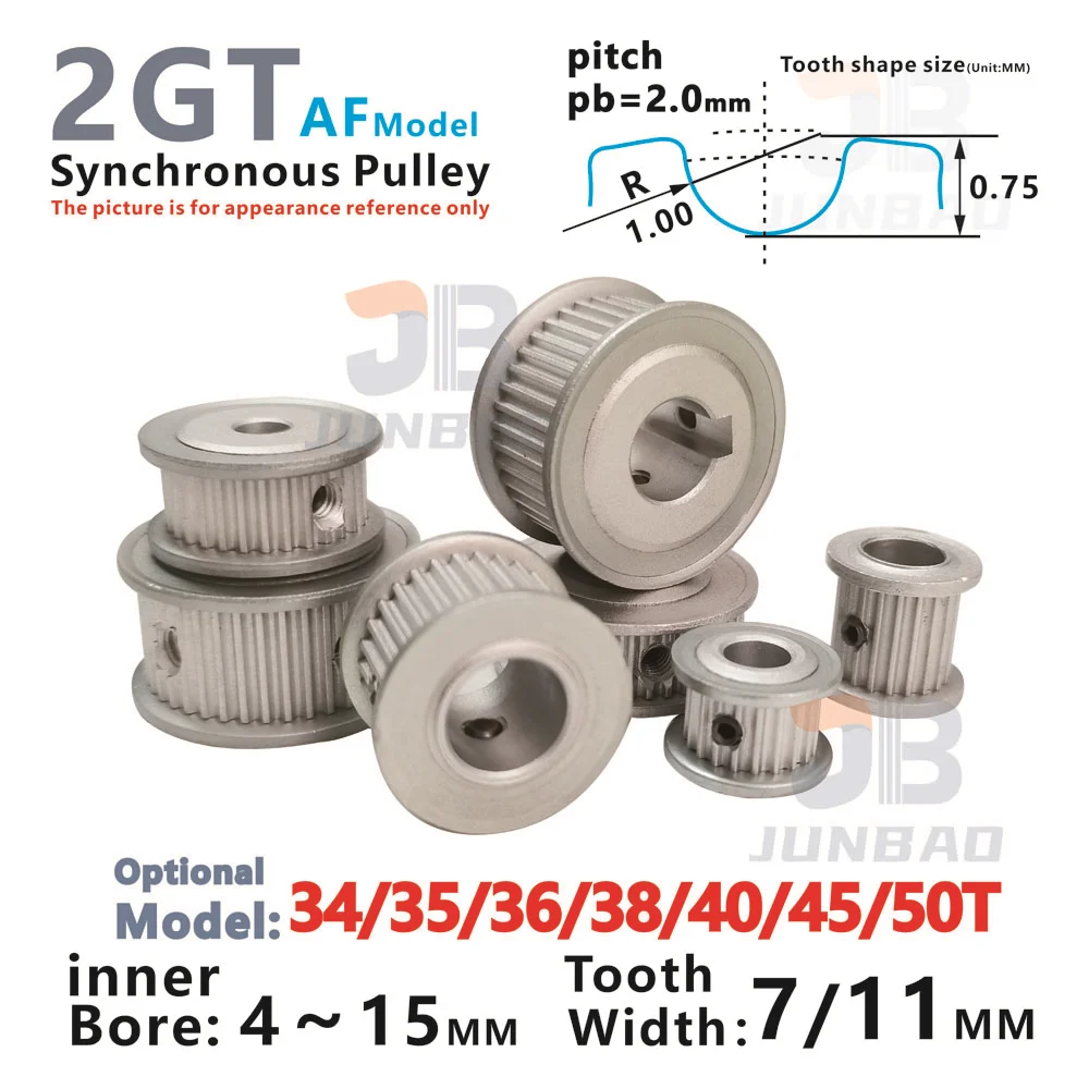 

2GT AF Type 34 35 36 38 40 45 48 50Teeth Synchronous Pulley Bore 3 To 12.7 MM width 7 11 MM G2M Driving wheel 3D Printer Parts