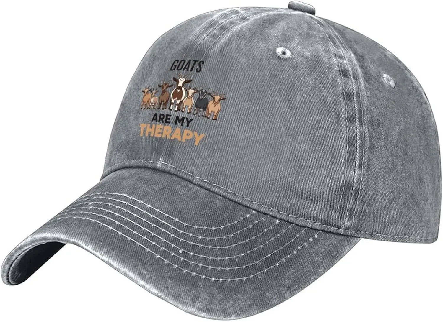 Goats Are My Therapy Graphic Print Baseball Cap Adjustable Cowboy Hat Casual