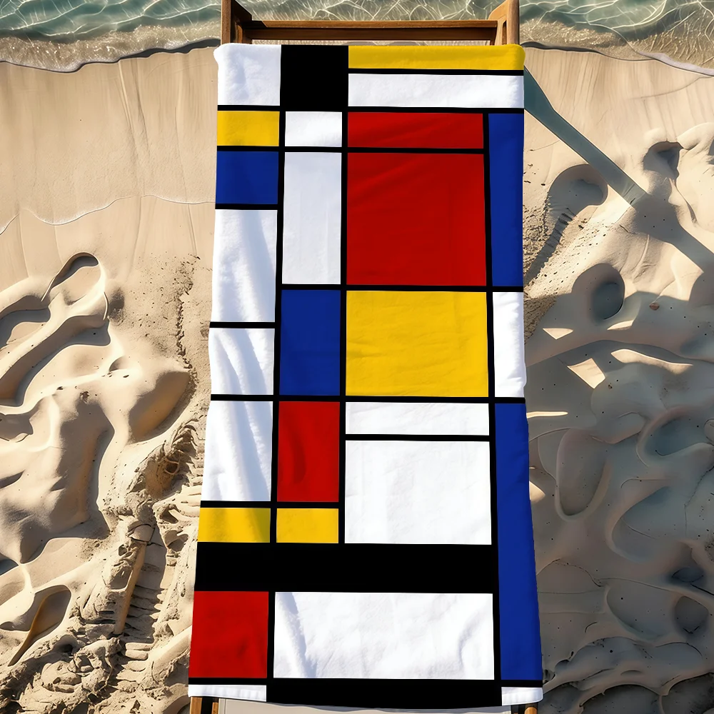 Art P-Piet Mondrian Towel Sports Quick Dry Travel Camping Gear Sandproof Soft Light Large Beach Towel