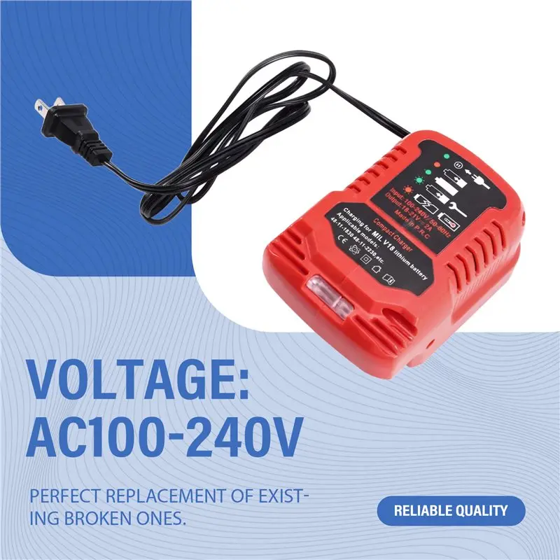 ABMH-For 18V Lithium For M18 18V Battery Compatible Portable Li- Battery Mini Compact 100V-240V(US) US Plug