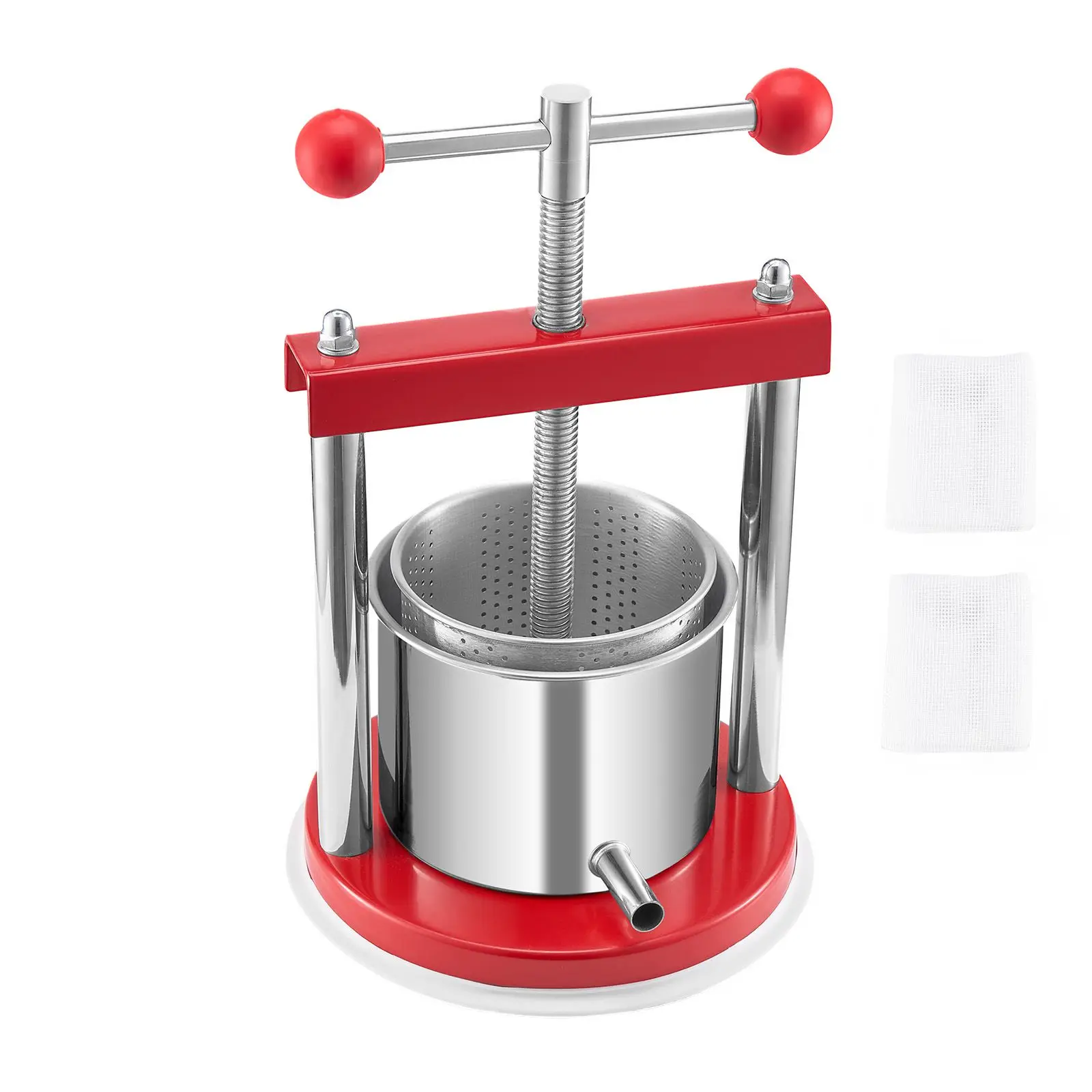 0.44 Gal/1.65L Fruit Wine Press, 2 Stainless Steel Barrels, Manual Juice Maker, Cider Apple Grape Tincture Honey Olive Oil