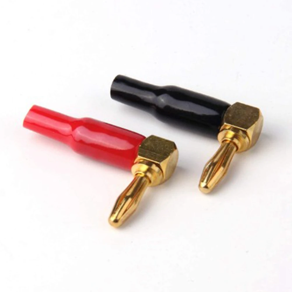 

T82C Hot Sale-16Pcs 4Mm Banana Plug Speaker Wires Connector Adapter 24K Gold Plated Screw Type Pure Copper Right Angle Banana Pl