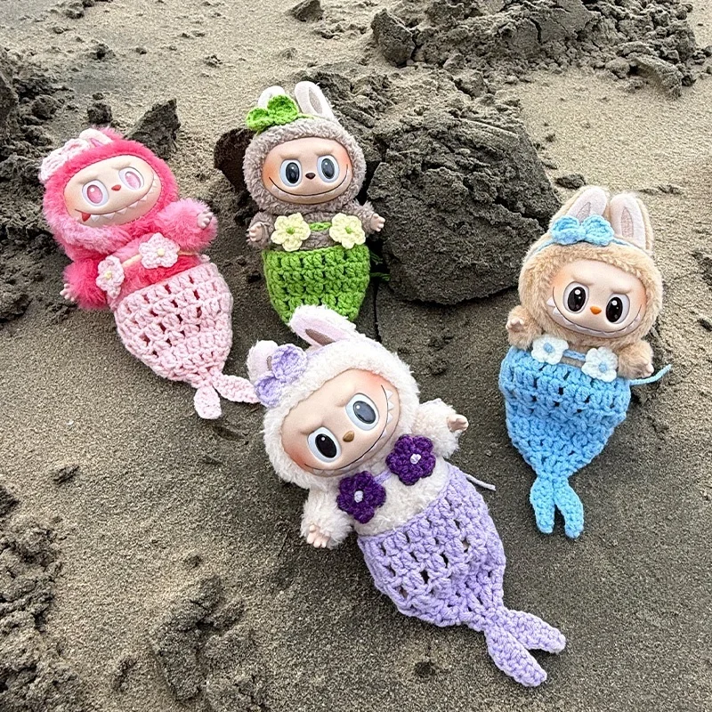 

Комплект одежды для куклы Labubu Mermaid, 7 см, бикини для сидения и стояния, одна футболка, тканевая кукла, наряд ex