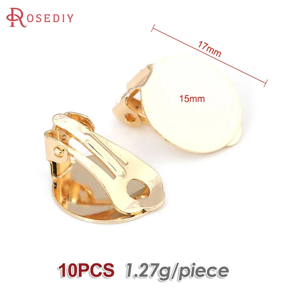 18K Goud Kleur Platte Maat 9MM 10MM 12MM 15MM 16MM 18MM Messing Platte Stok oorbellen Clip Diy Sieraden Maken Oorbellen Accessoires