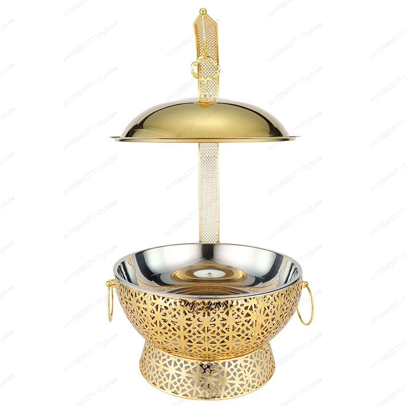Stainless Steel & Iron Chafing Dish, Luxury European Style Alcohol Buffet Warmer, Gold Finish Restaurant Food Warmer
