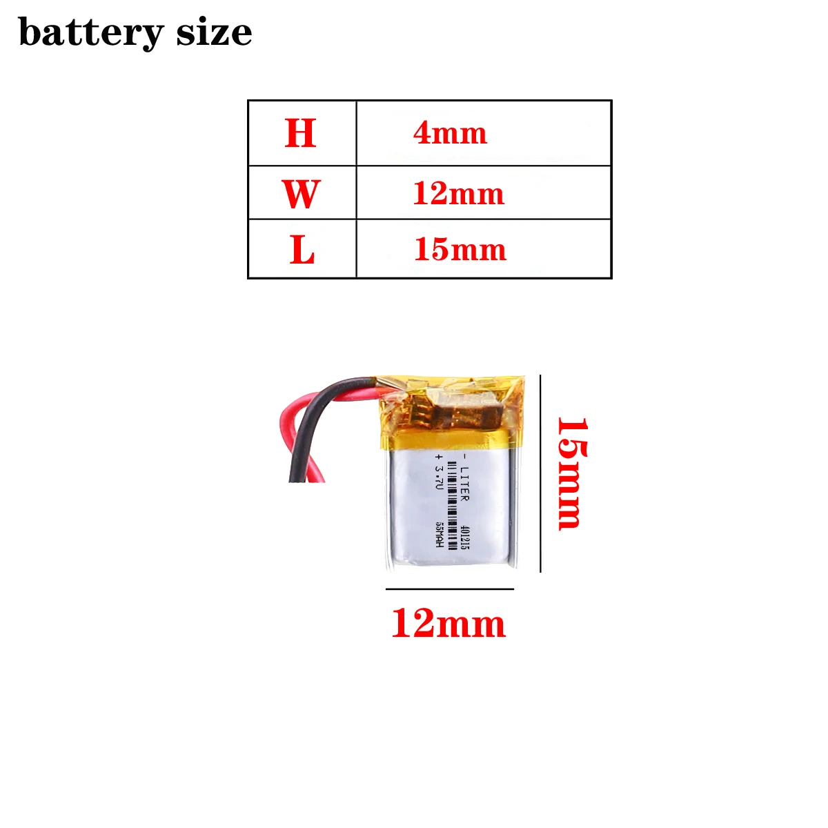 3.7V,55mAH,[401215]  polymer lithium ion / Li-ion battery for GPS,mp3,mp4,mp5,dvd,bluetooth,model toy