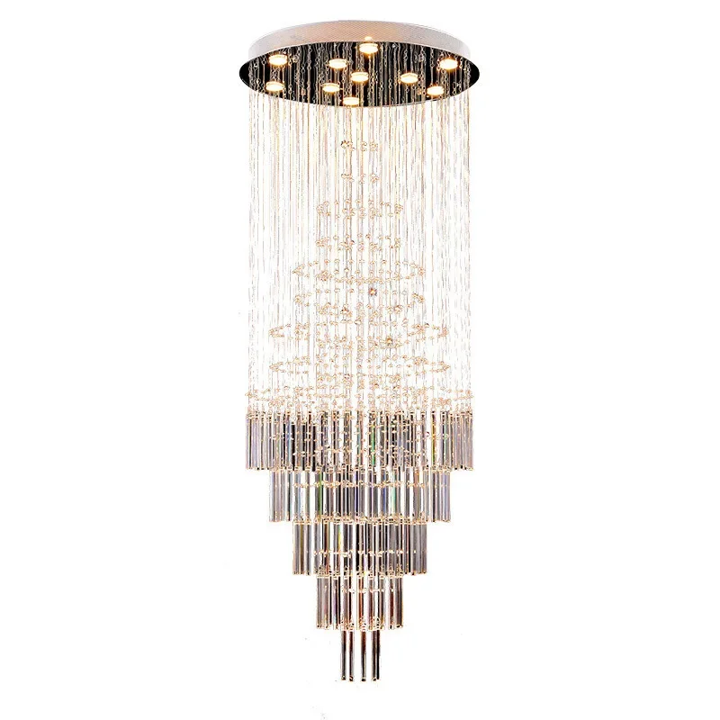 

Modern LED Crystal Chandelier K9 Glass for Staircase Hotel Restaurant Villa Large Living Room Home Lighting