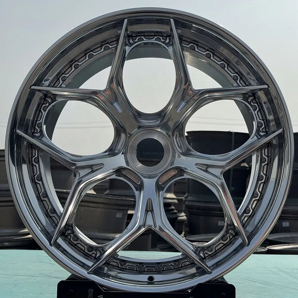 

Custom 20 22 Inch 6061-T6 Alloy Car Wheels Forged 2-Piece Style Center Lock Polished Wheel Set For Porsche Passenger Cars