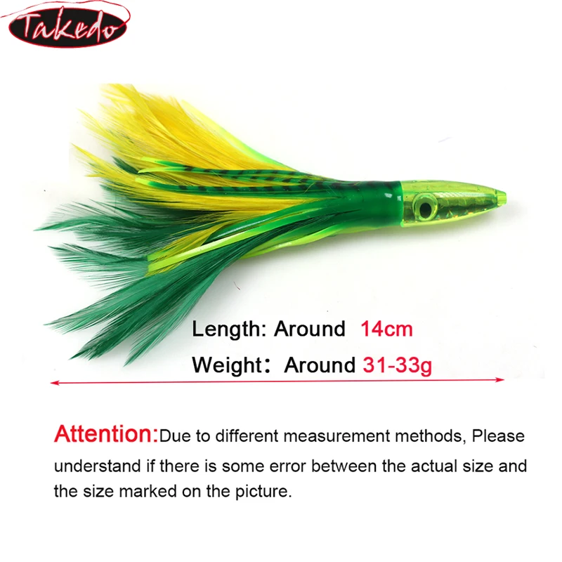 TAKEDO SP02 Jig Trolling 140mm 32g para atún falda plumas - imagen 4