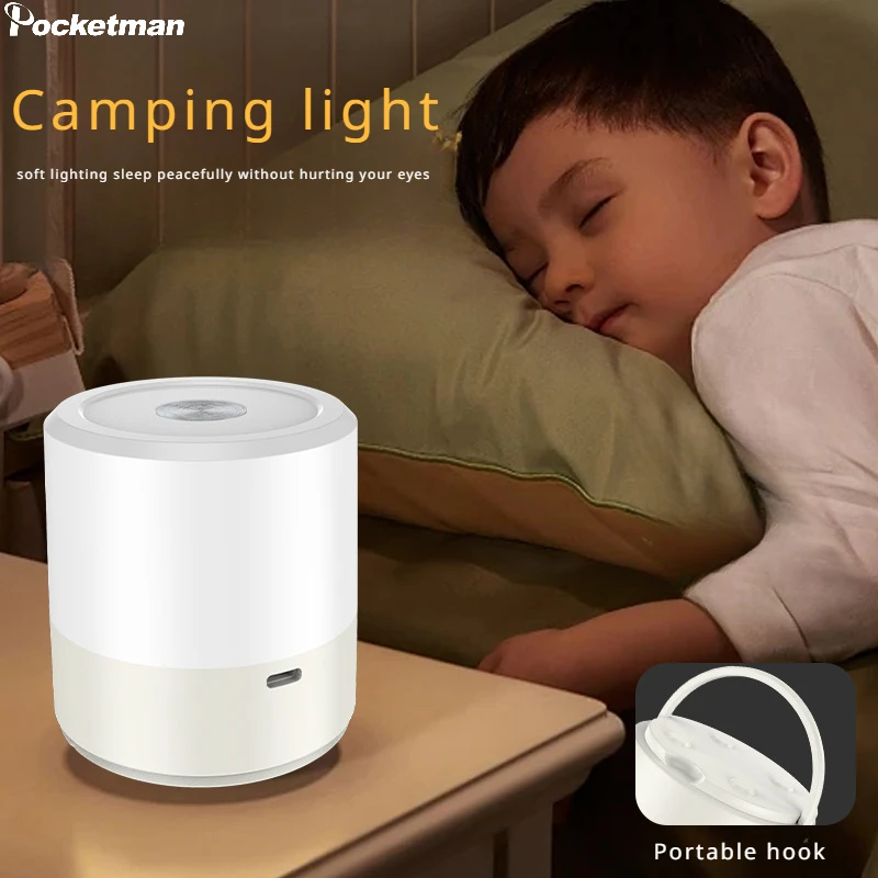 

Portable Outdoor Camping Light Three-Color Light Source Bedroom Atmosphere Lamp Fast Charging Multi-Functional Night Light