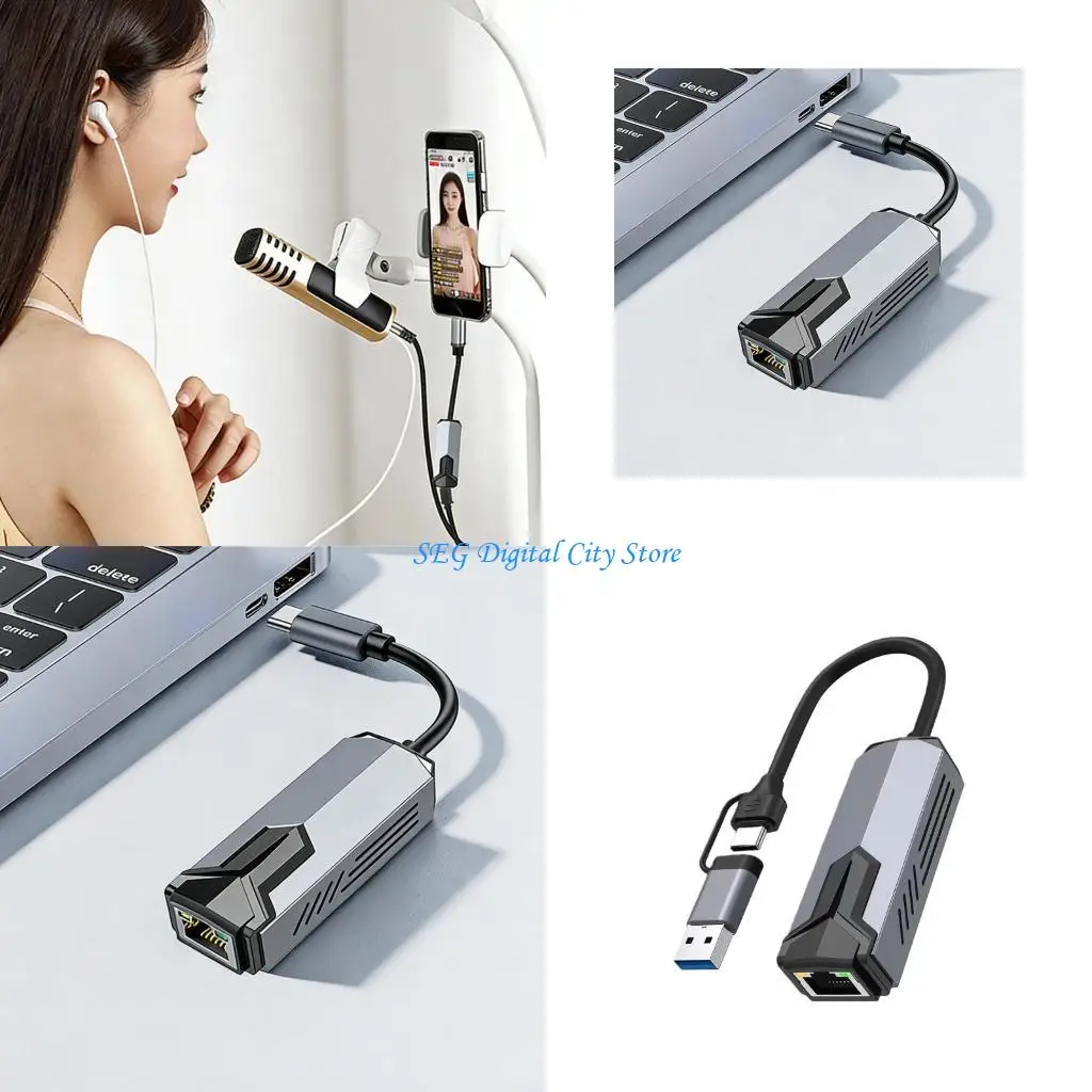 

U75B Type C USB3.0 to RJ45 Ethernet Networking Adapter Gigabit Internet 5000Mbps