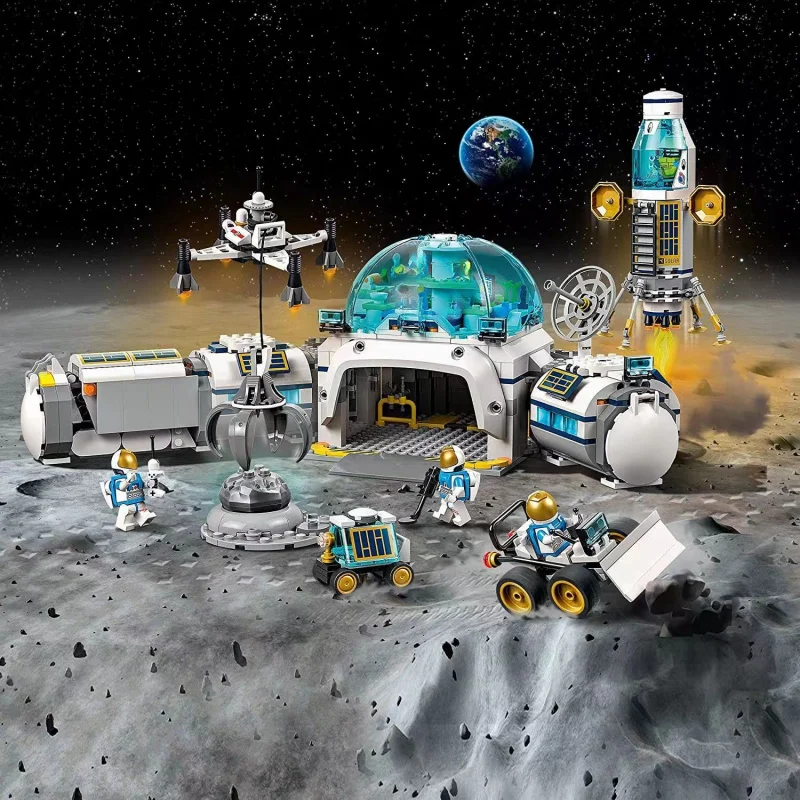 

City Series Lunar Research Base Building Blocks Space Station Lunar Lander Astronaut Bricks Toys For Children Gifts