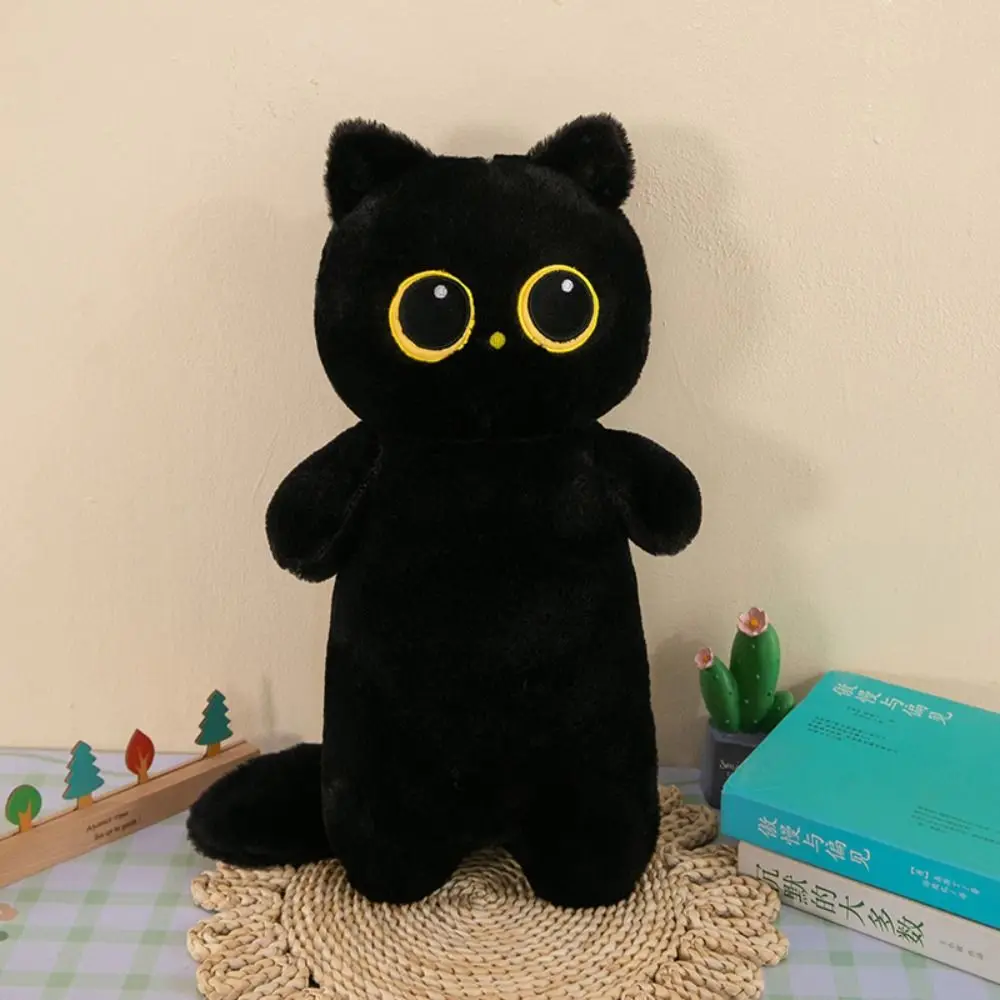 

Cute Cartoon Black Siamese Cat PP Cotton Fluffy Animal Bolster Pillow Kawaii Soft Long Giant Cats Birthday Gift