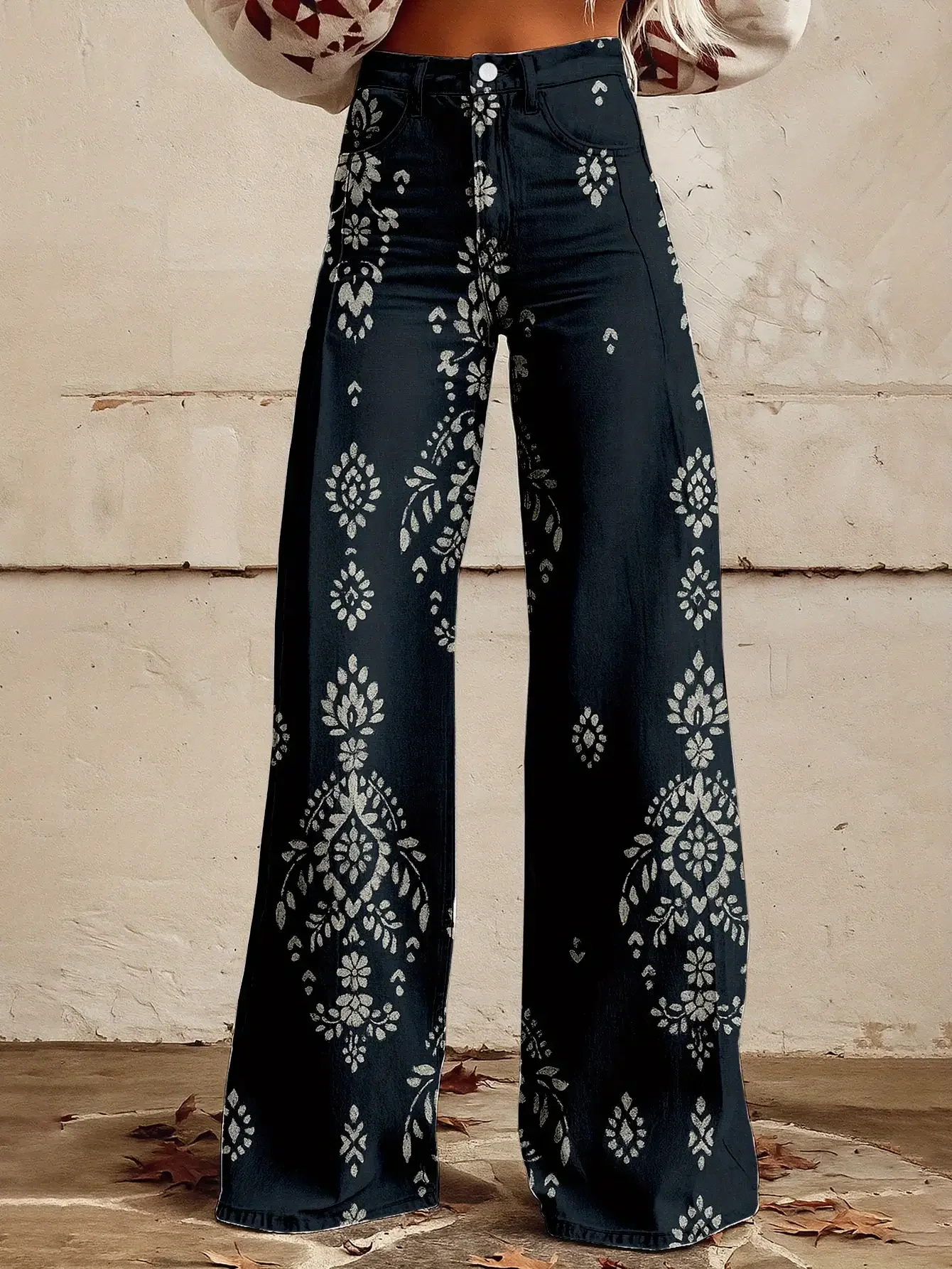 Ladies' straight leg wide leg pants, spring and autumn loose European and American pants