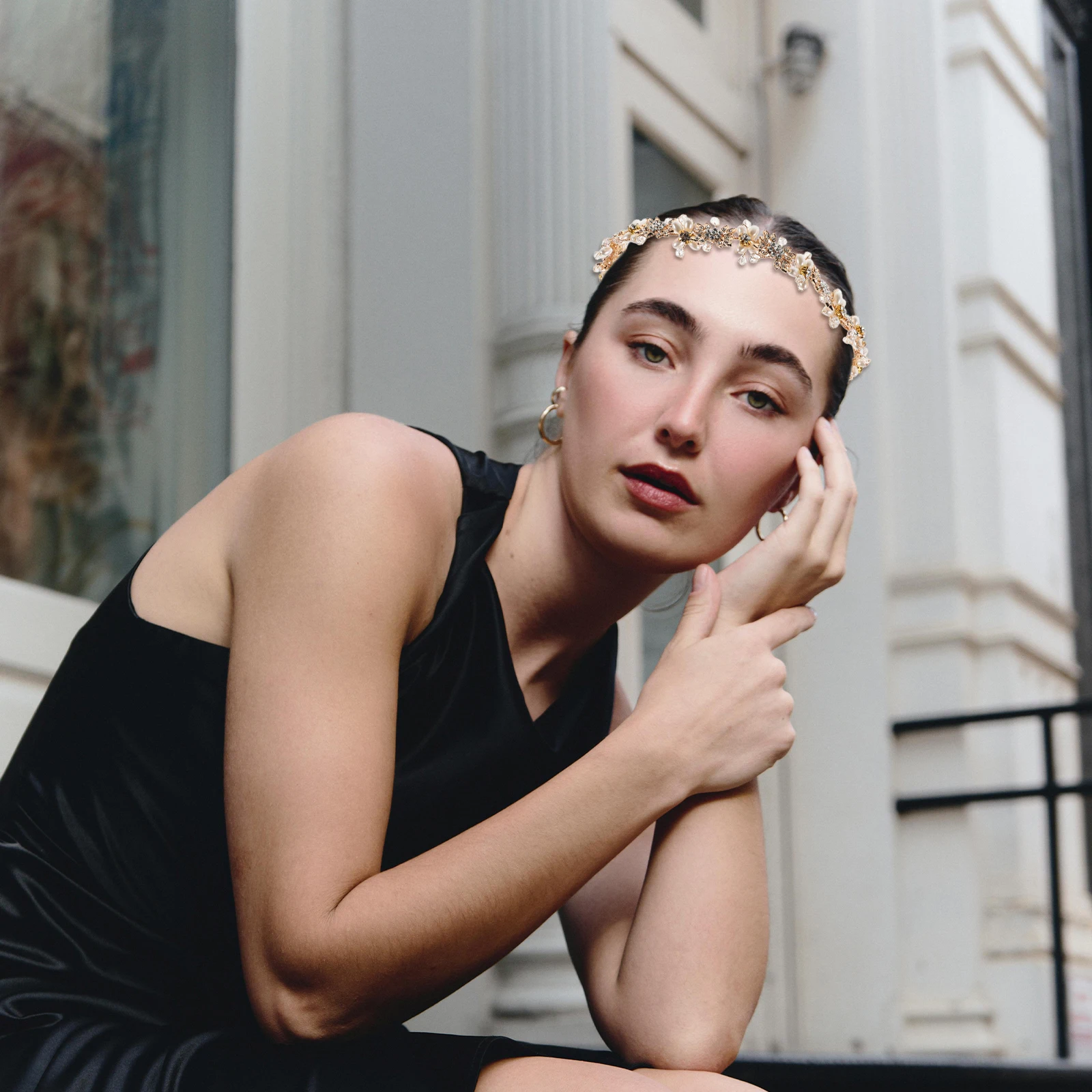 

Свадебная повязка на голову со стразами, свадебная повязка для волос невесты, богемный головной убор со стразами, повязки на голову, женские аксессуары