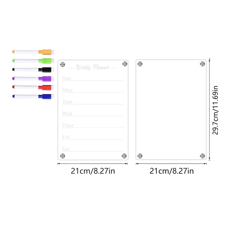 Tablero de planificación magnético de borrado en seco, tablero de menú para planificador de comidas, fácil de escribir para puerta de nevera francesa