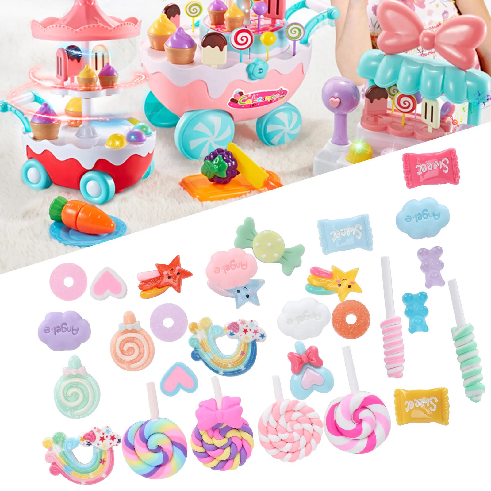 

29Pcs Simulation Colorful Candy Set DIY Plastic Decoration For Phone Shell Shop Bulletin Board