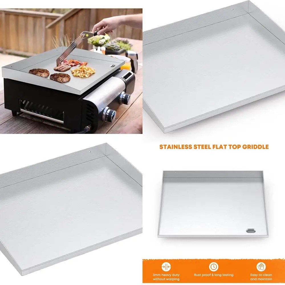 

Griddle Top Replacement for 2-Burner Gas Grill, 19.5 with Front Grease System