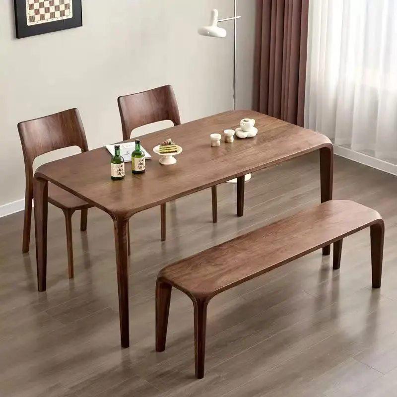 North American black walnut tenon and mortise dining table, household rectangular tea table