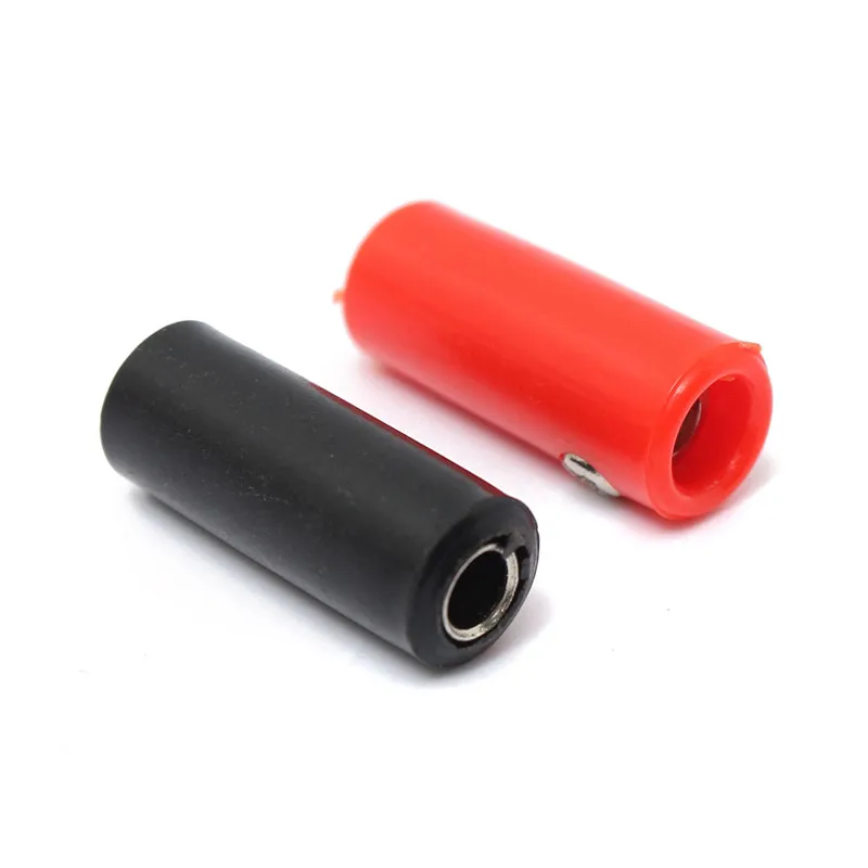 2PCS Copper Silicone Insulated In Line Banana Female Jack Socket Converter Adapter Plug Connector Red Black