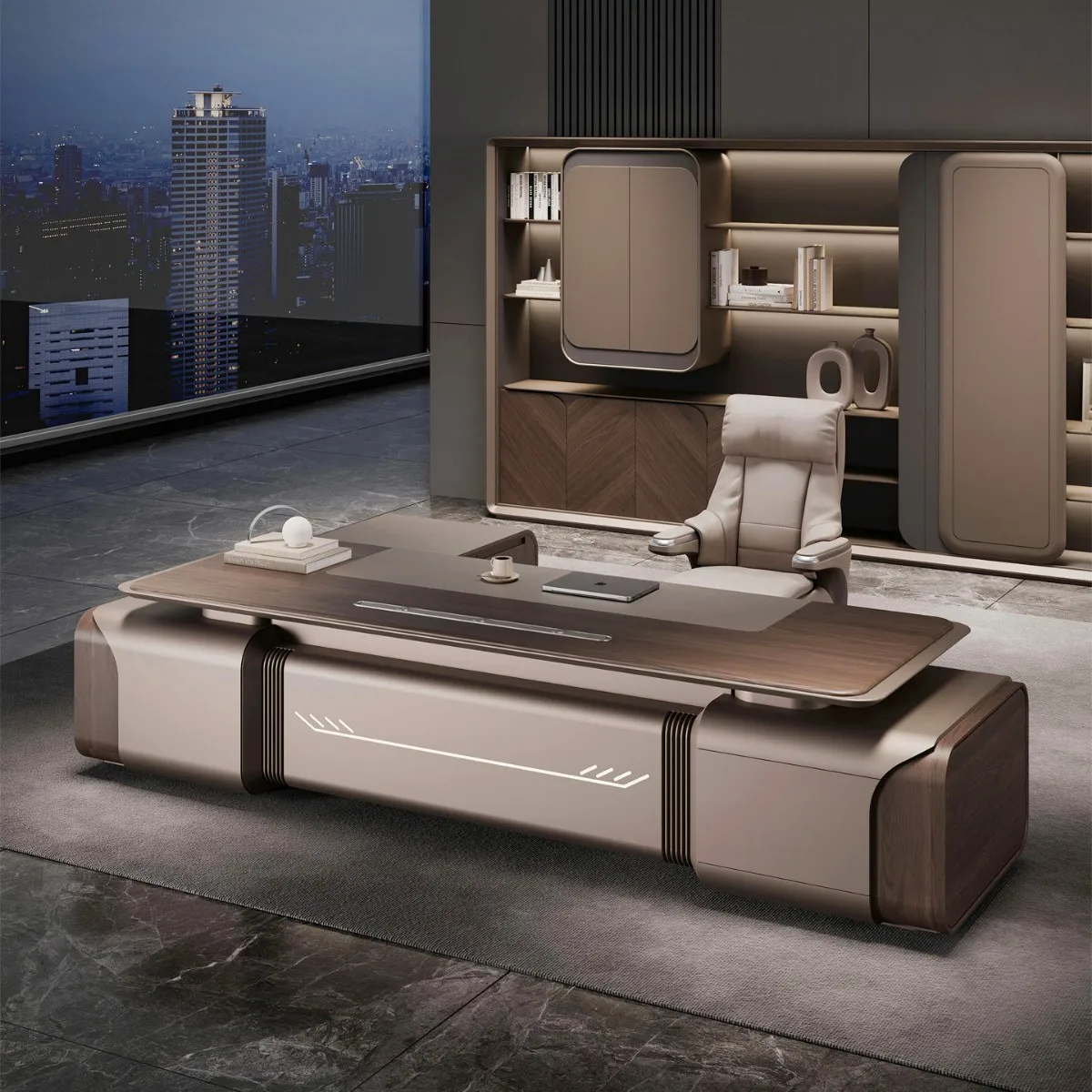 LMM minimalist boss desk president's office desk and chair set