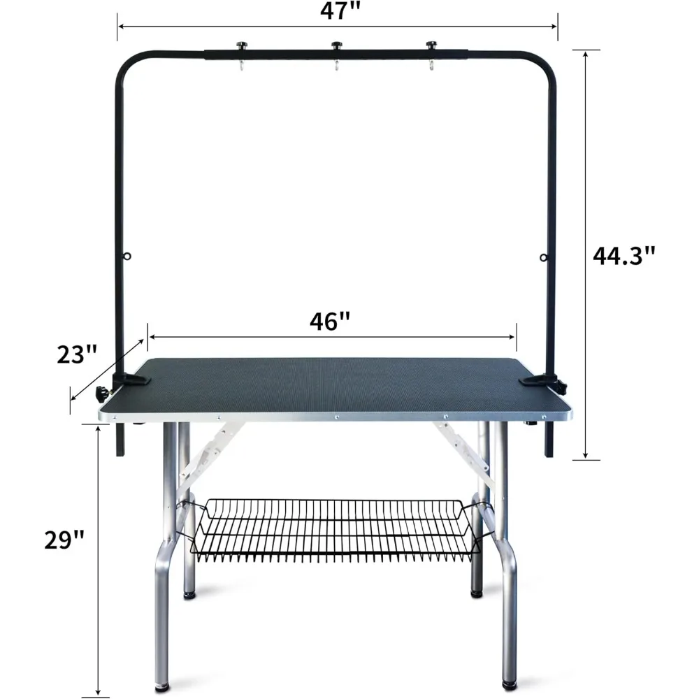 شحن مجاني - طاولة العناية بالكلاب الأليفة مقاس 46 بوصة مع سلال |   طاولة تشذيب العناية بالسلالات الكبيرة، نسخة مطورة