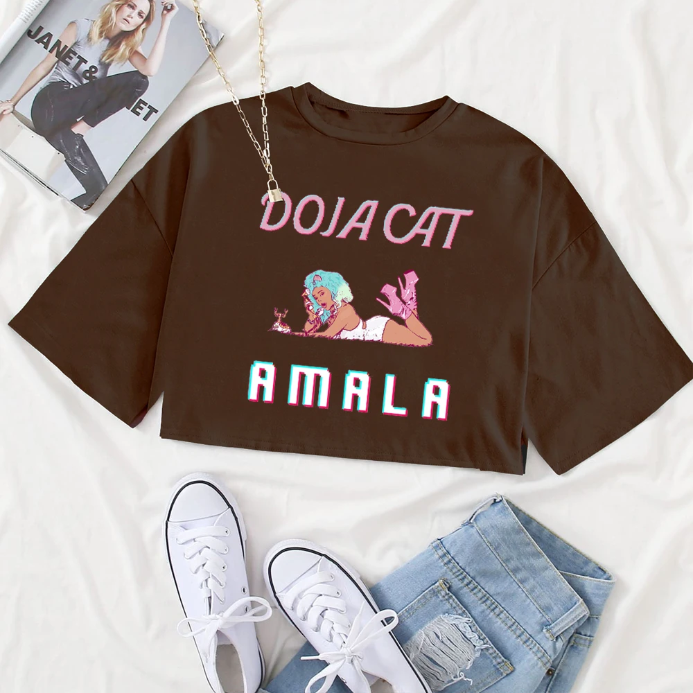 DOJA เสื้อครอปสำหรับแมว, เสื้อครอปท็อปลายแมวเสื้อครอปท็อปสไตล์ลำลองคอกลมแขนสั้นสำหรับแมว