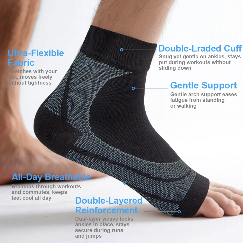 1Pair Nano Socks Neuropathy Socks Compression Sleeve For Ankle For Swelling,Plantar Fasciitis- Nano Brace For Women Men Sports
